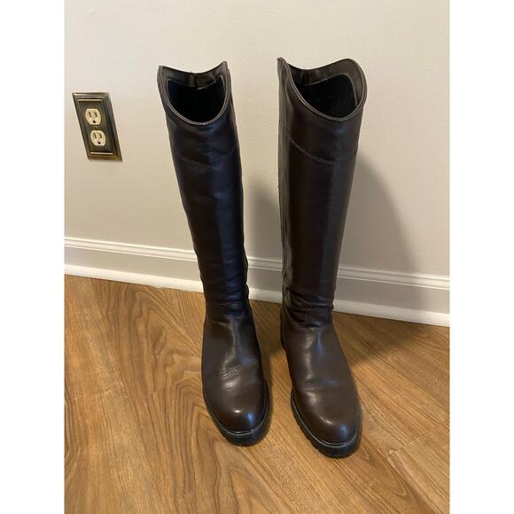 Blonde Tall Brown Leather Waterproof Knee High Boots-Size 8.5 - Picture 2 of 8